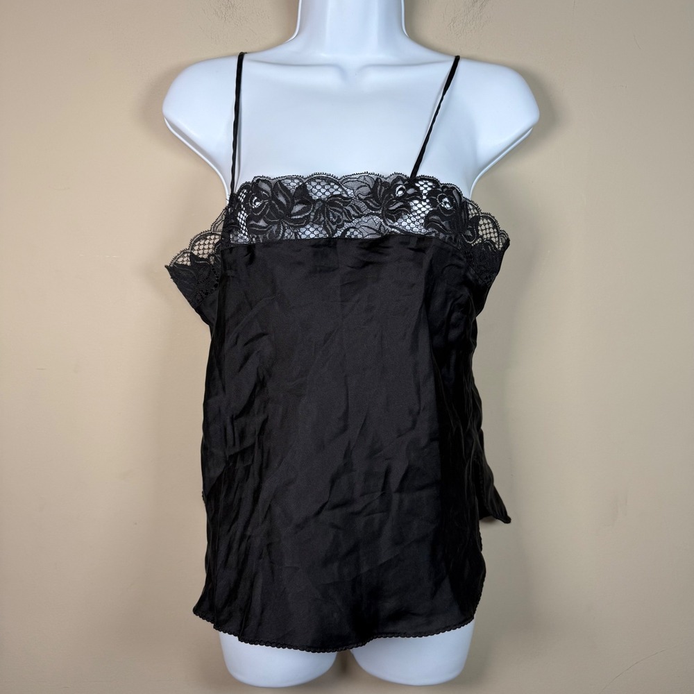Black 100% Silk Delicate Lace Camisole Large - Picture 3 of 12